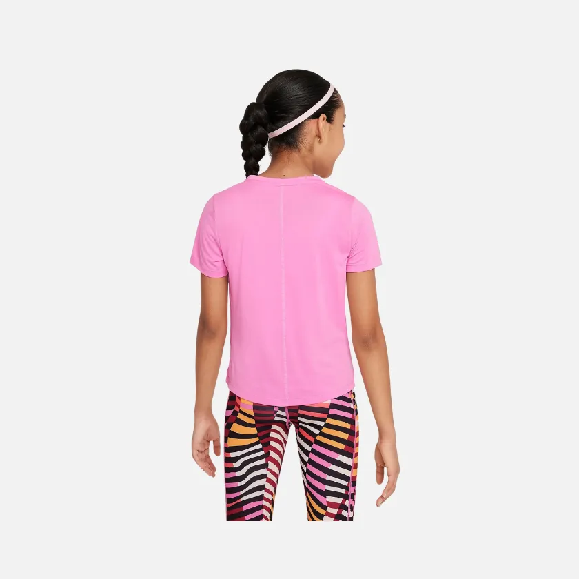 Nike One Older Kids' (Girls') Dri-FIT Short-Sleeve Training Top -Playful Pink/White