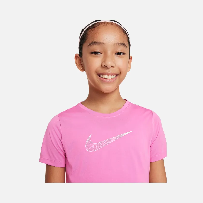 Nike One Older Kids' (Girls') Dri-FIT Short-Sleeve Training Top -Playful Pink/White