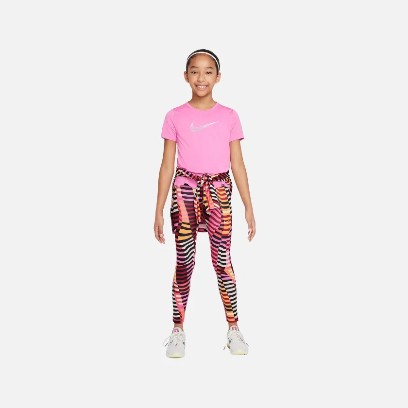 Nike One Older Kids' (Girls') Dri-FIT Short-Sleeve Training Top -Playful Pink/White