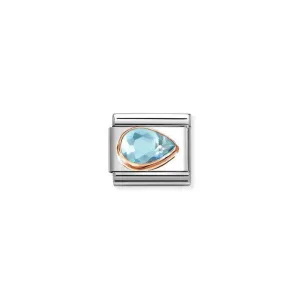 Nomination Composable Link Drop, Right, Faceted Light Blue Cubic Zirconia, 9K Rose Gold