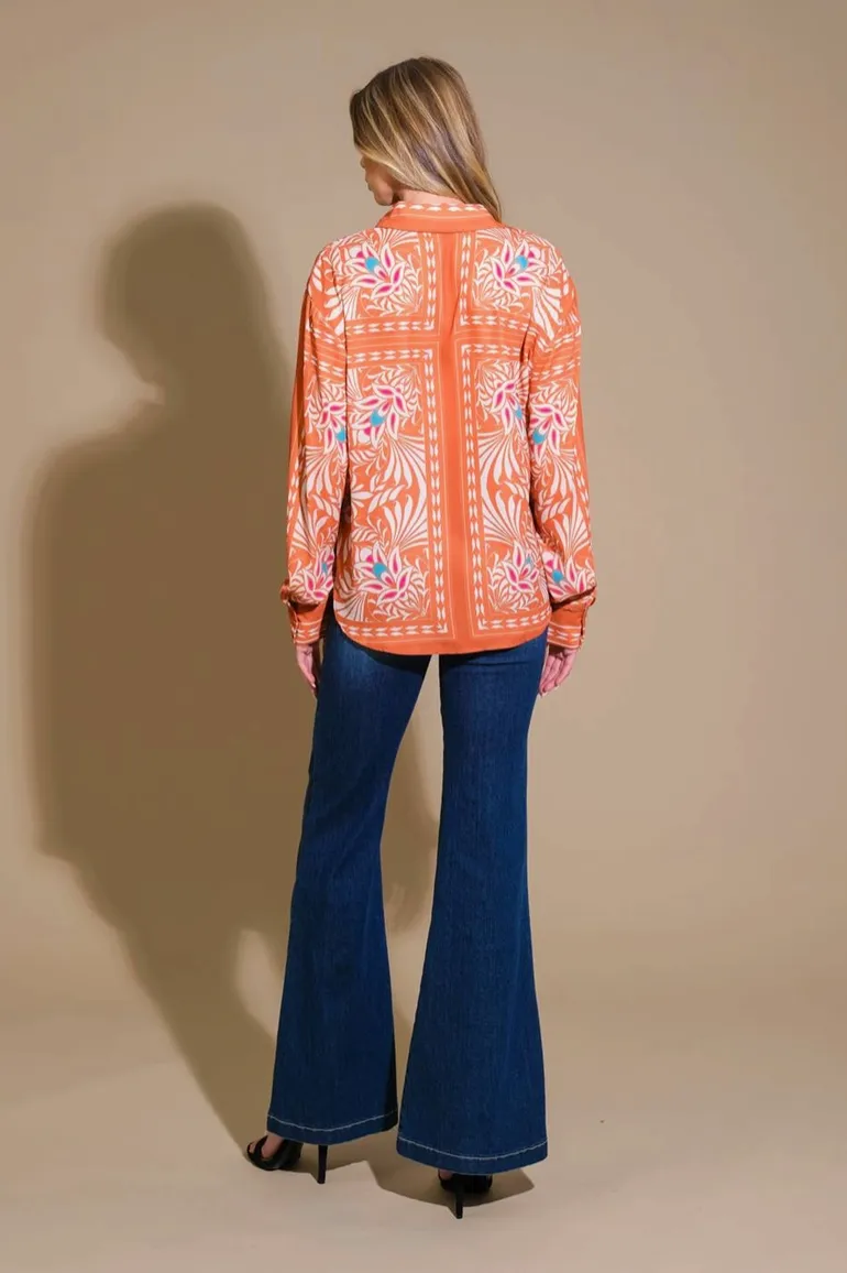Orange Tropical Woven Blouse