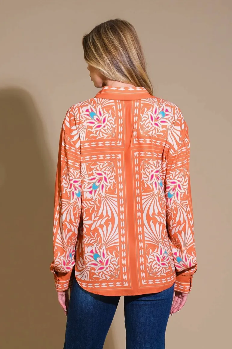 Orange Tropical Woven Blouse