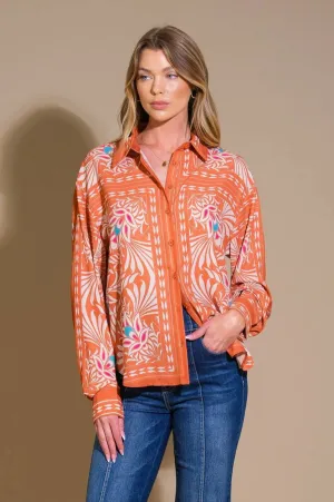 Orange Tropical Woven Blouse