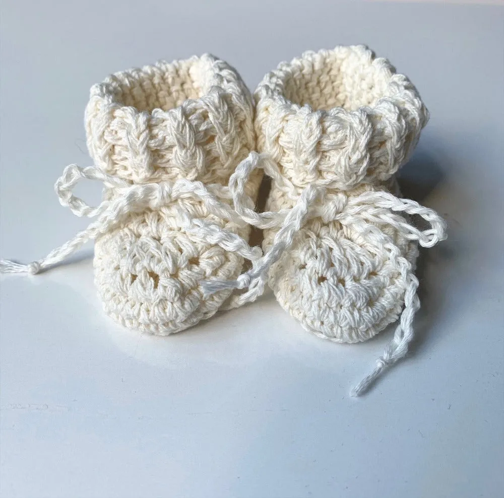 Organic Cotton Tie Baby Booties