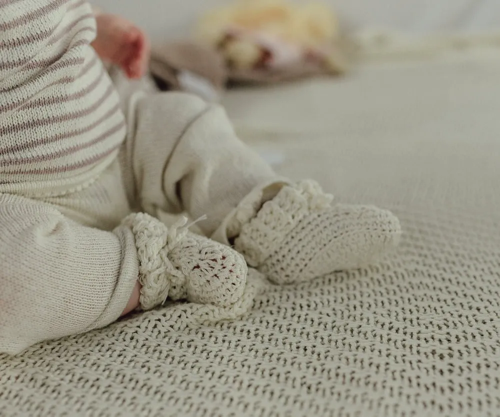 Organic Cotton Tie Baby Booties