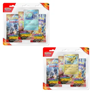 POKEMON TCG Scarlet & Violet Surging Sparks Three Booster Blisters (Pair)