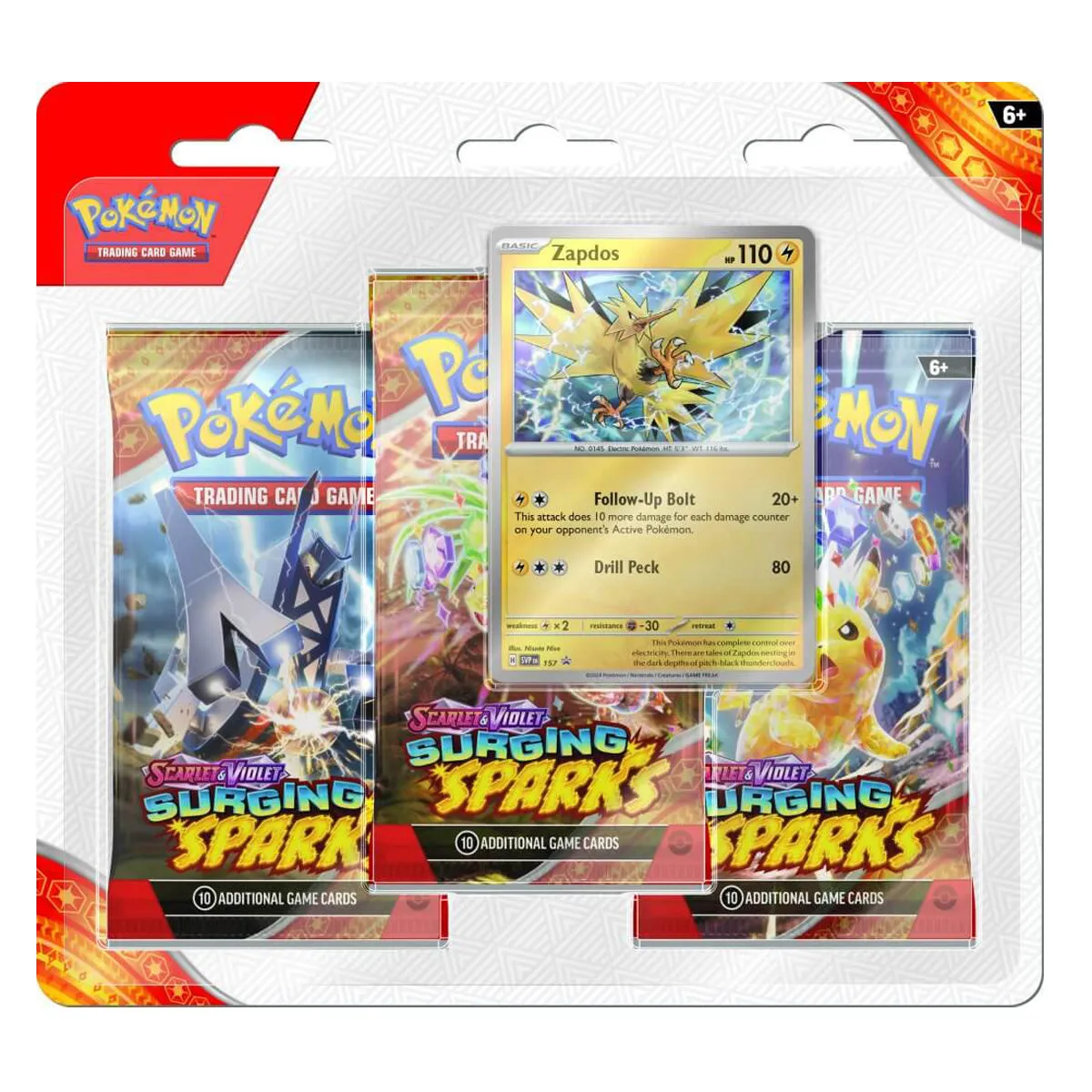 POKEMON TCG Scarlet & Violet Surging Sparks Three Booster Blisters (Pair)