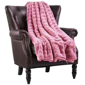 Polignac - Soft Ribbed Plush Throw Blanket Large Size (60 X 80)