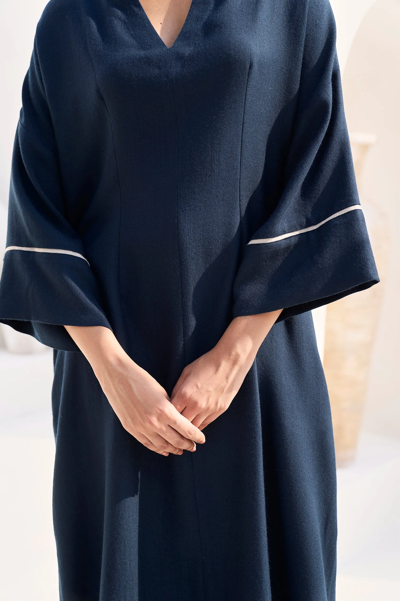 Qatar Woollen Kaftan (Night Blue)