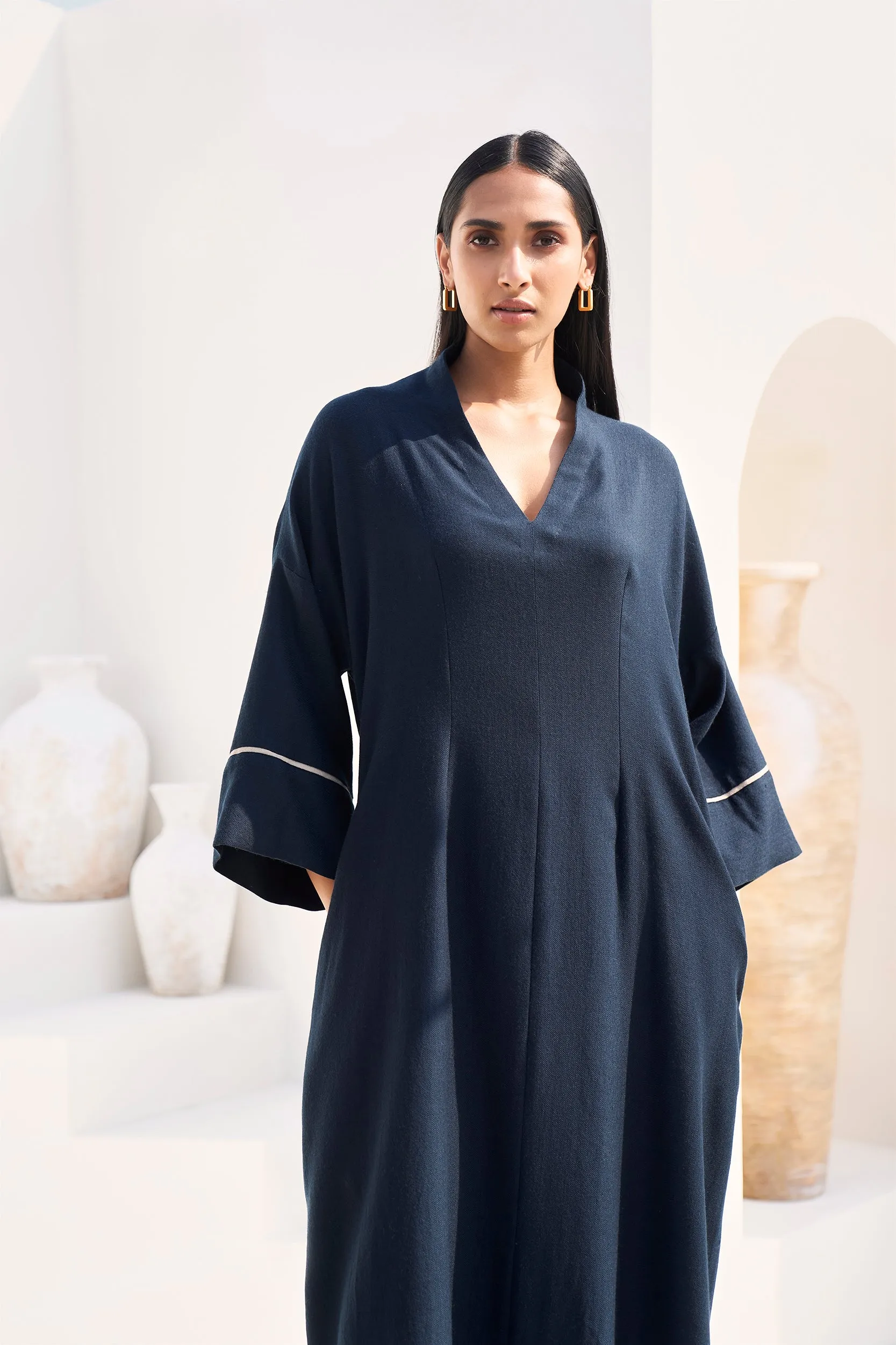 Qatar Woollen Kaftan (Night Blue)