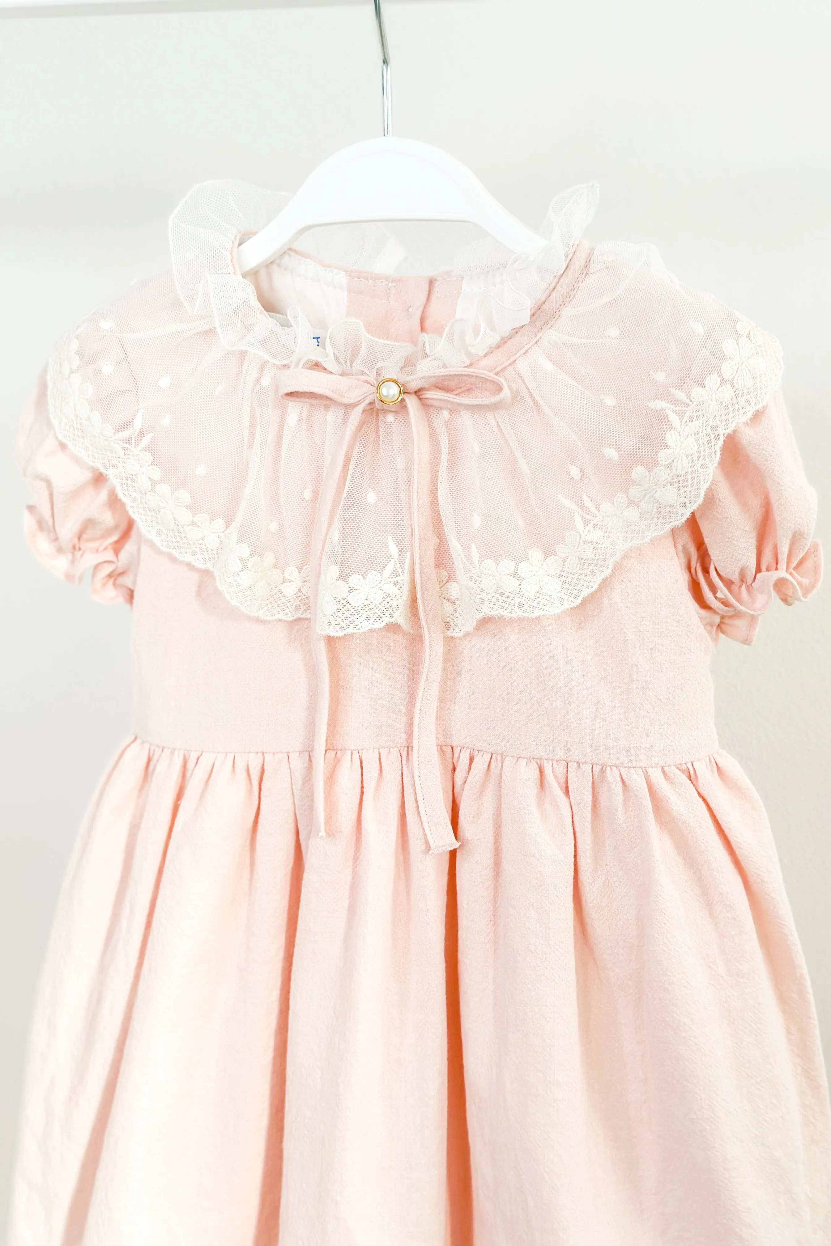 "Arabella" Pink Lace Collar Dress