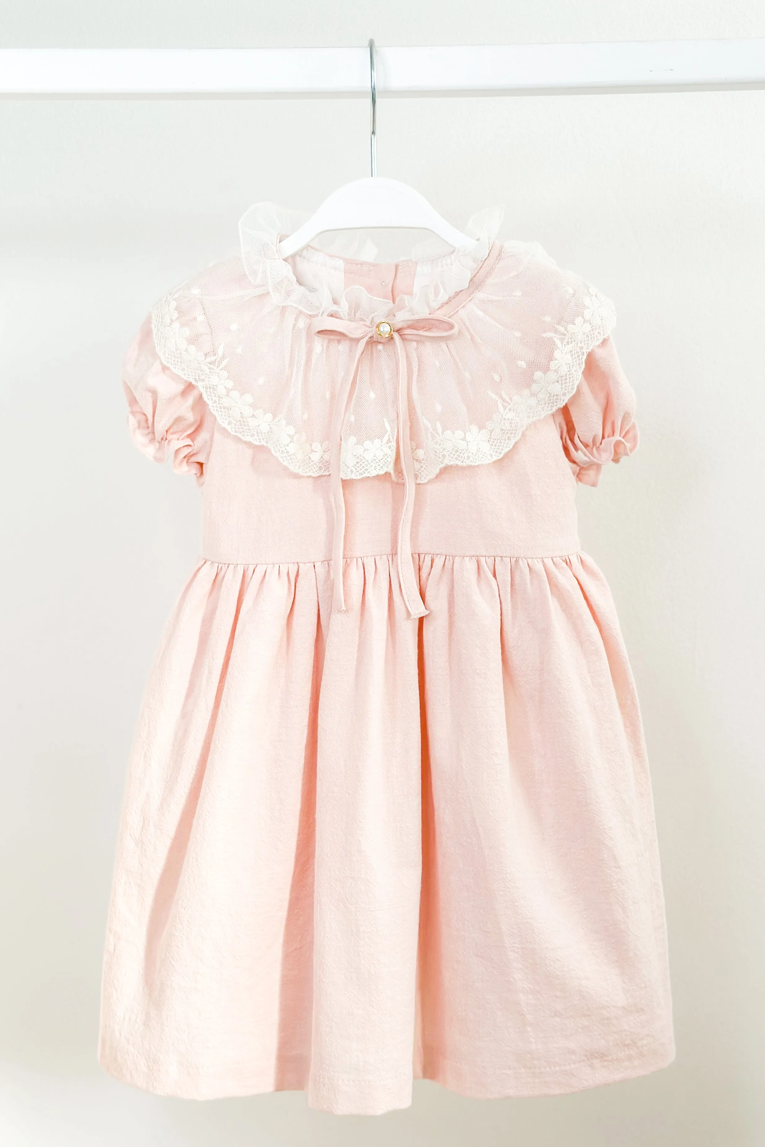 "Arabella" Pink Lace Collar Dress