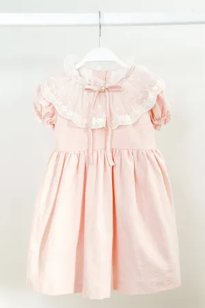 "Arabella" Pink Lace Collar Dress