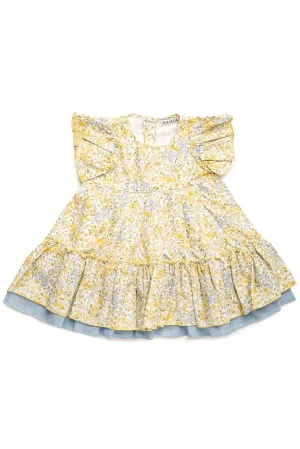 "Betty" Lemon & Blue Floral Dress