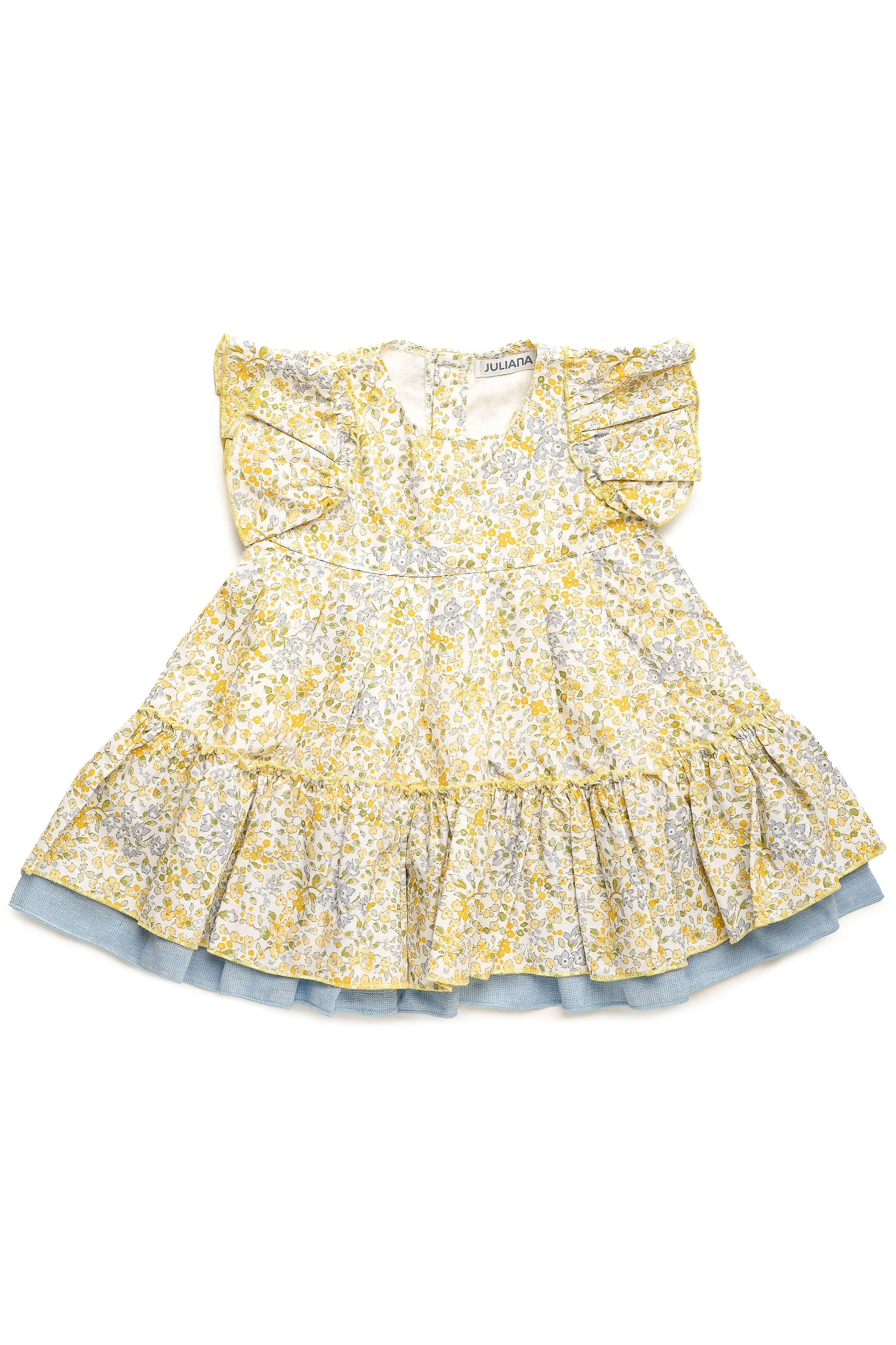 "Betty" Lemon & Blue Floral Dress