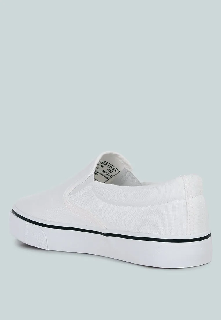 Riddler White Slip On Canvas Sneakers By RAG