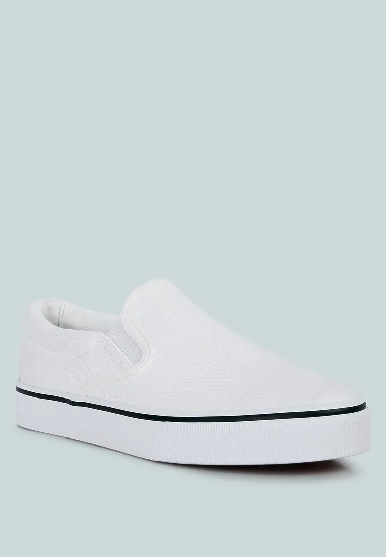 Riddler White Slip On Canvas Sneakers By RAG