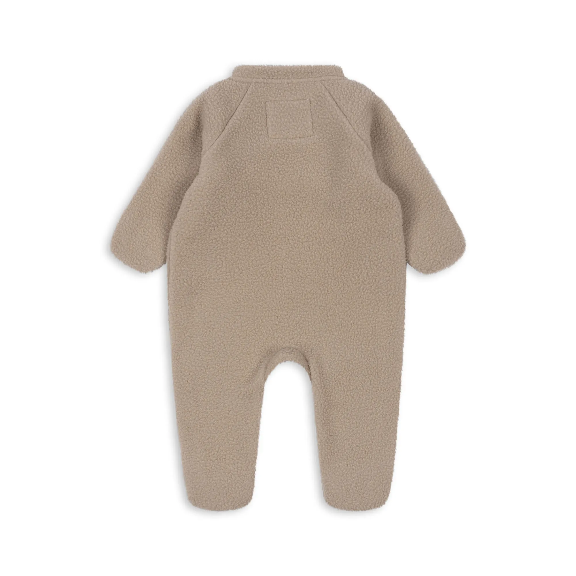 Safa Teddy Embroidered Borg Baby Zip Up Onesie (Tan)