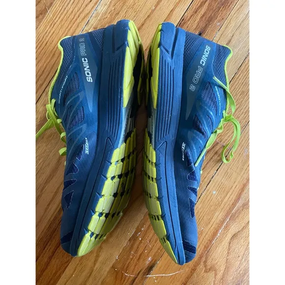 Salomon Sonic Pro 2 Men's Size 10 Running Shoes 393388 Navy Blue Yellow Vibe