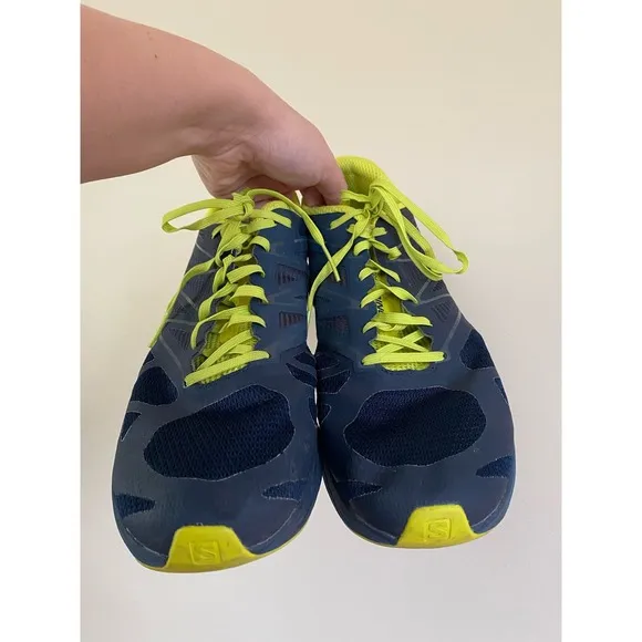 Salomon Sonic Pro 2 Men's Size 10 Running Shoes 393388 Navy Blue Yellow Vibe