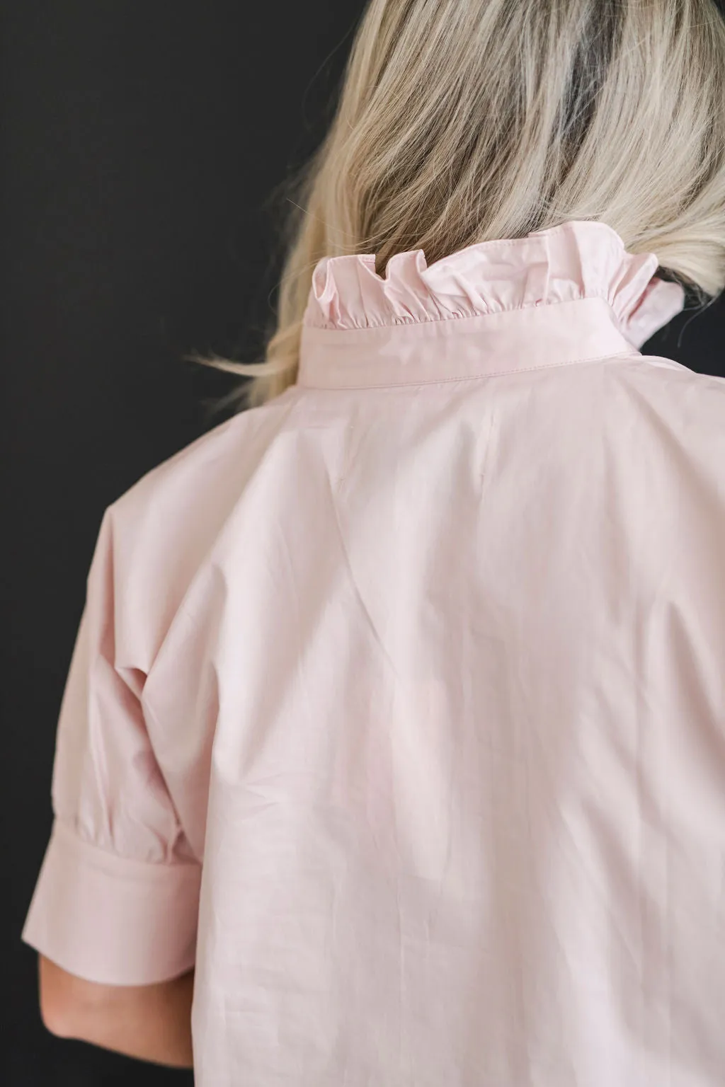 Short Sleeve Ruffle Shirt Blush