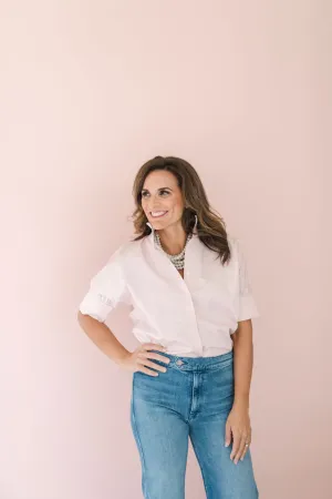 Short Sleeve Ruffle Shirt Blush
