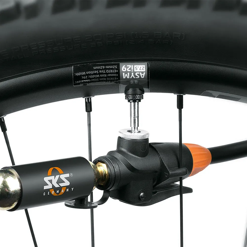 SKS Pump Head for Tubeless Tyres   2x 16g CO2   2x Tyre Levers TL-HEAD-SET