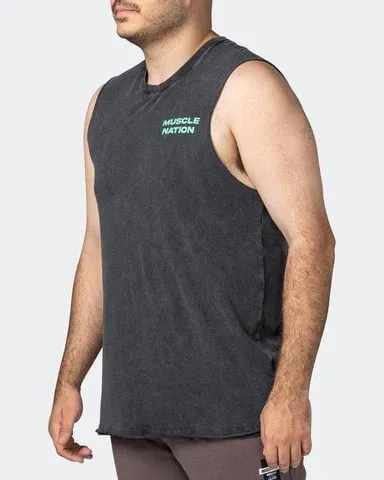 Skull Vintage Tank - Washed Black/Pink