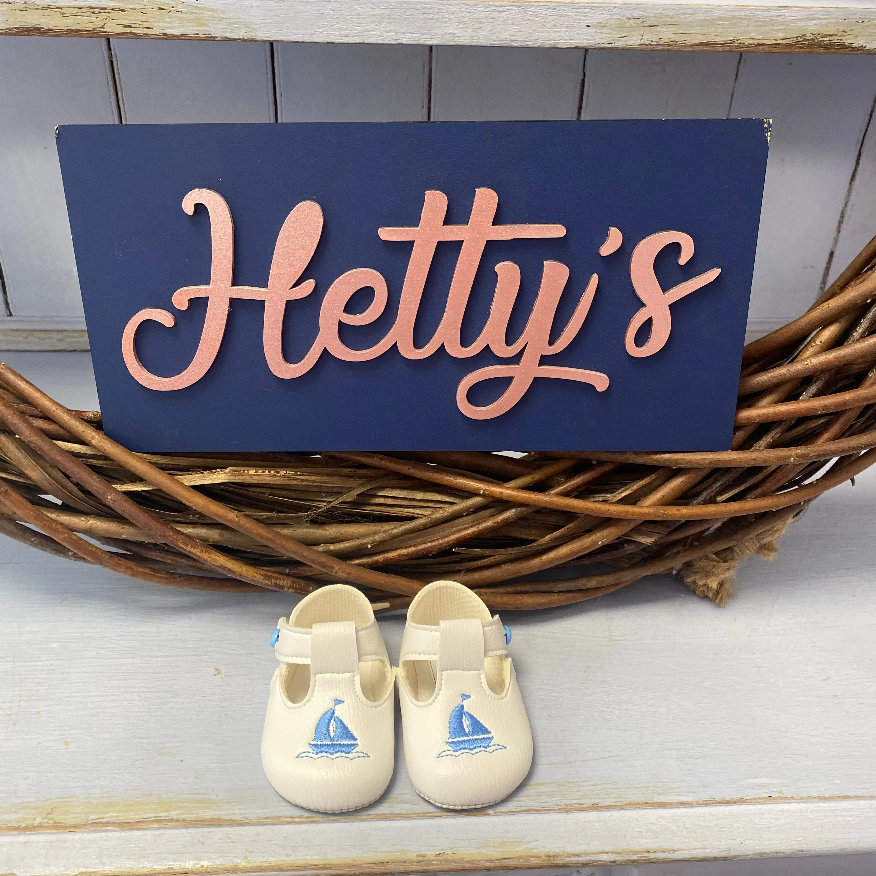 Soft Sole Baby blue & White Boat Pram Shoe