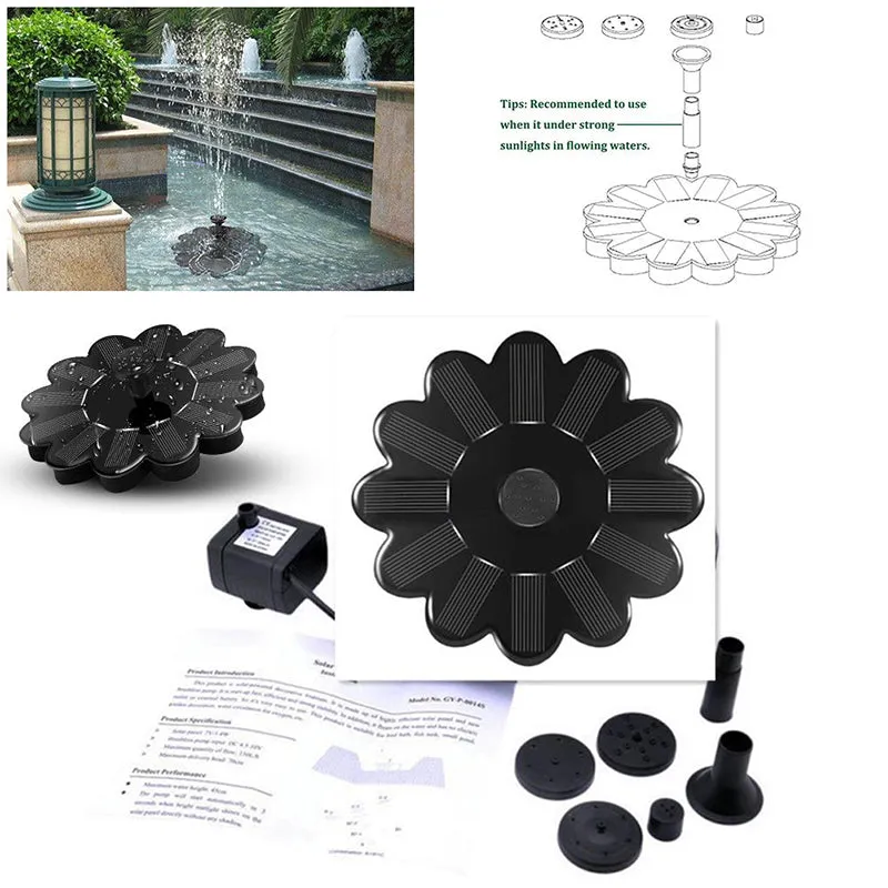 Solar Fountain Garden Kit Solar Water Pump Outdoor Landscape Fish Pool Garden Decoration
