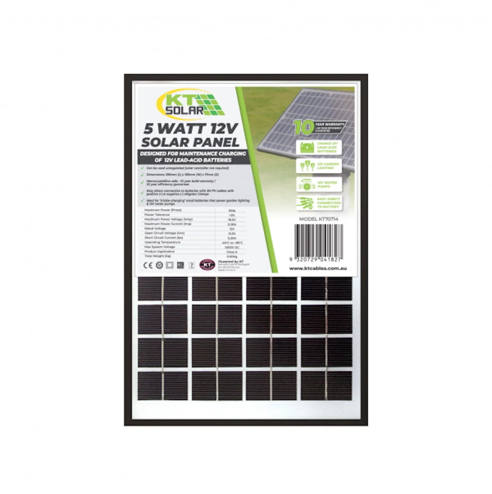Solar Panel 5 Watt Mono 12v