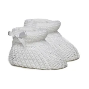 Starlight Knitted Bow Booties - White