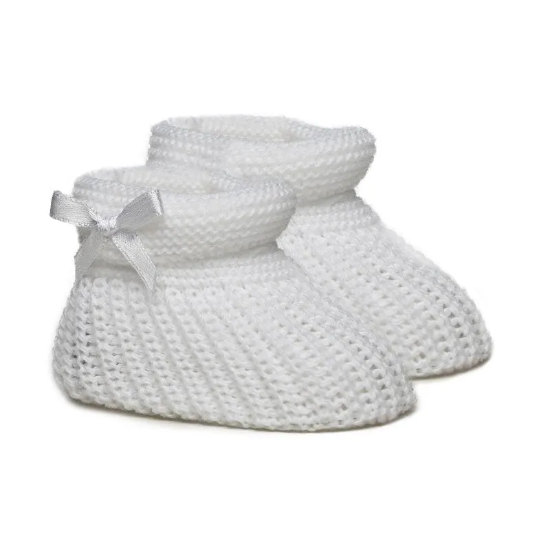 Starlight Knitted Bow Booties - White