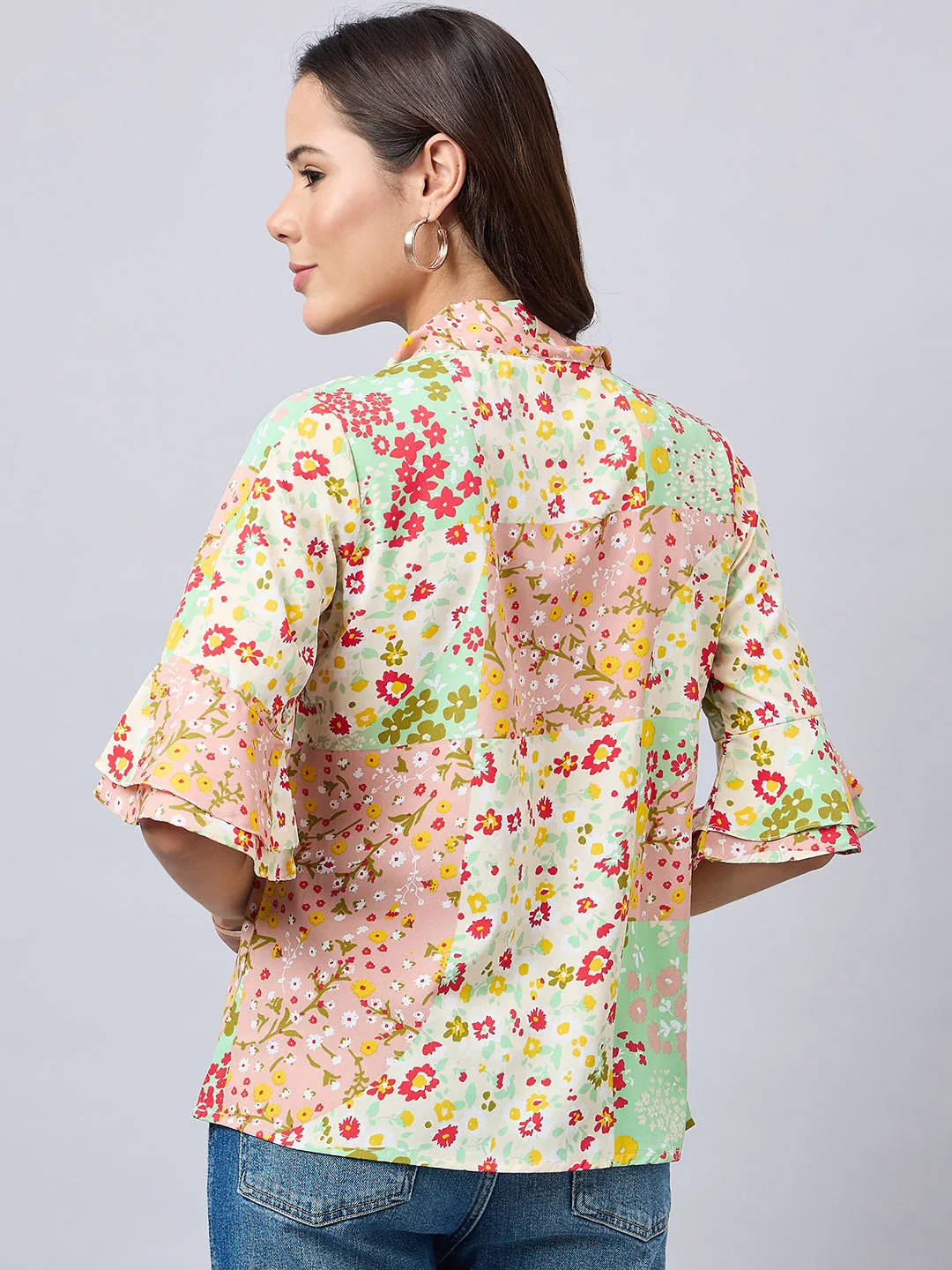Style Quotient Women Multi color Floral Printed Polyester Top