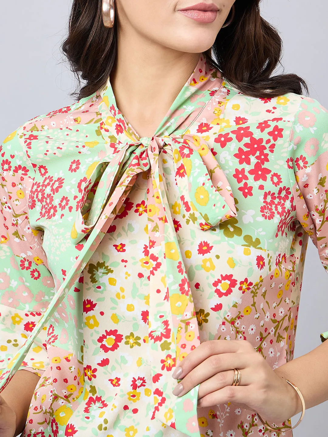 Style Quotient Women Multi color Floral Printed Polyester Top