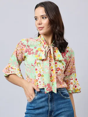Style Quotient Women Multi color Floral Printed Polyester Top