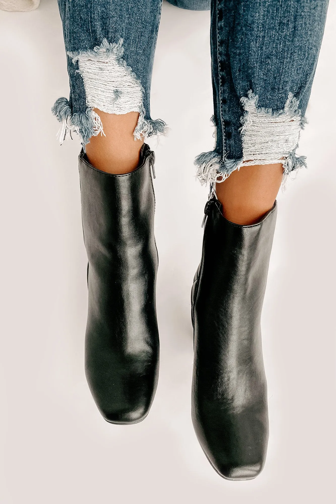 Subtle Steps Quilted Faux Leather Booties (Black)