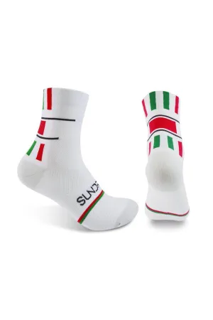 Sundried Cycle Socks White w Red/Green