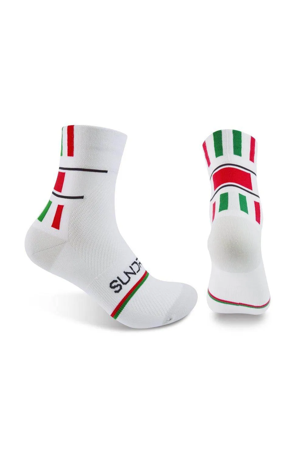 Sundried Cycle Socks White w Red/Green
