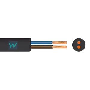 Time 2182Y 2 Core Round Flexible 0.75mm Black Cable - 100M