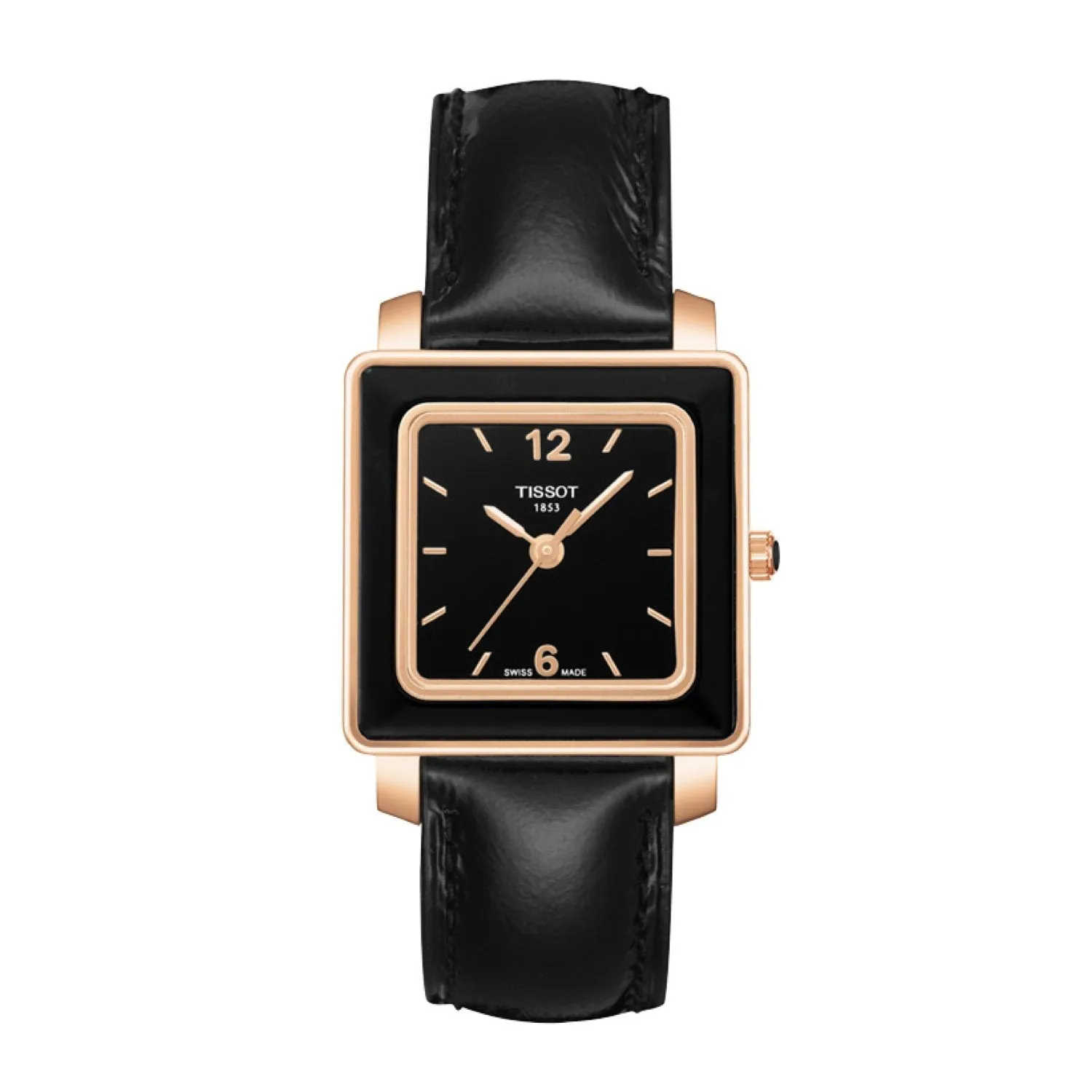 Tissot 16mm Cera Square Black Leather Strap Without Buckle