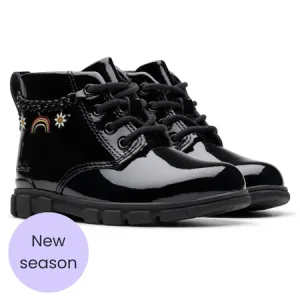 UK 9 Black Patent Evyn Boots