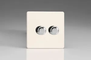 Varilight Primed Ready to Paint Flat Plate Screwless V-Pro 2X 250W 2-Way Push-on Push-Off Trailing Edge Dimmer