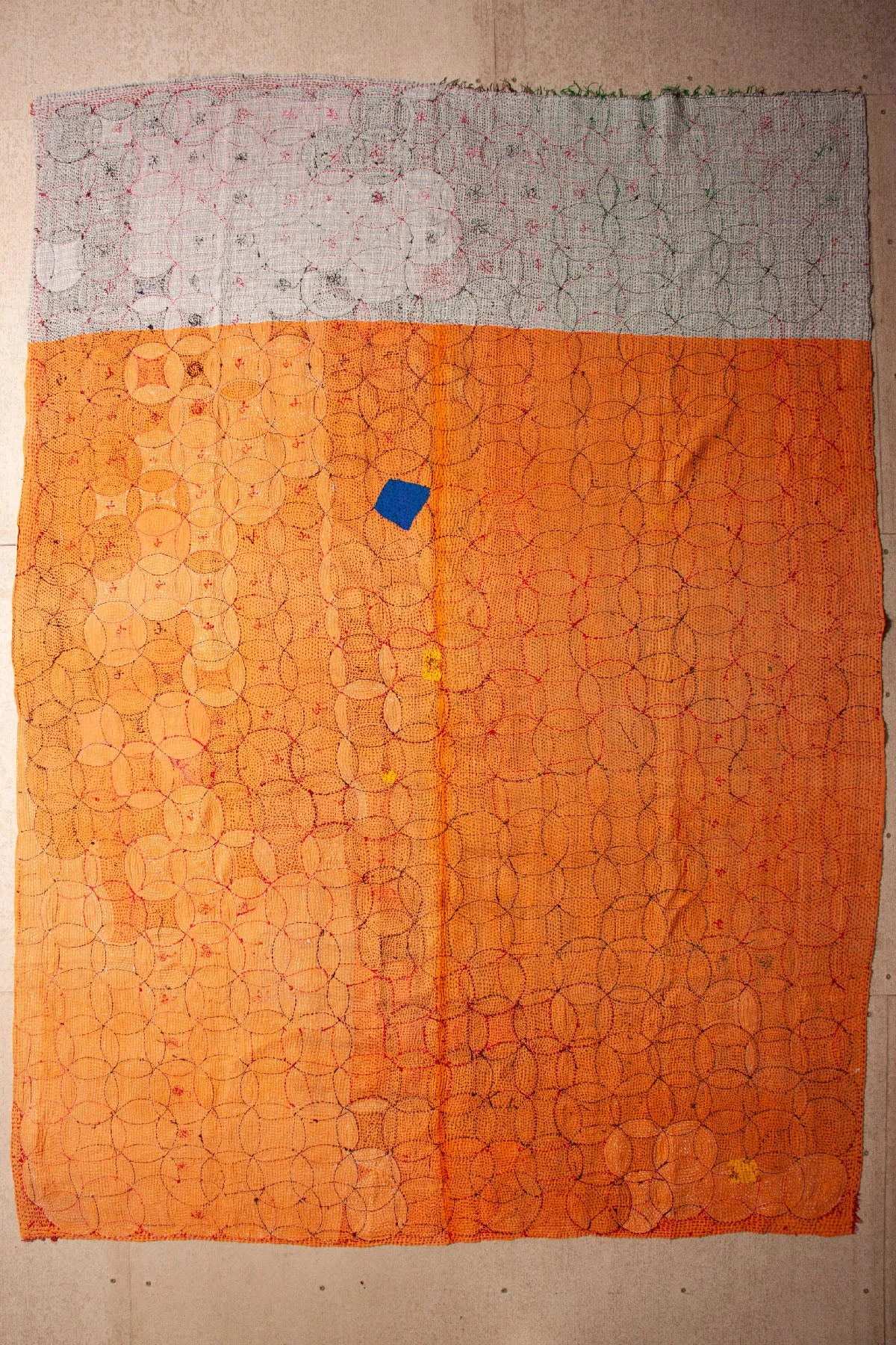 Vintage Dowry Kantha Blanket, #55 - 90"x67"