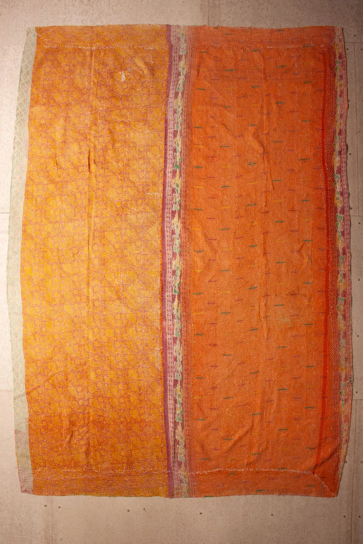 Vintage Dowry Kantha Blanket, #58 - 95"x66"
