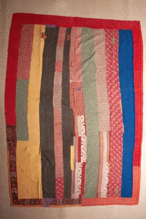 Vintage Dowry Kantha Blanket, #58 - 95"x66"