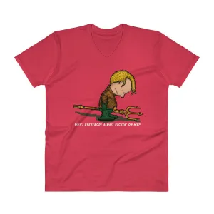 Why's Everybody Always Picking On Me? V-Neck Aquaman Charlie Brown Mash-Up T-Shirt