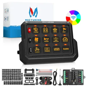 Wireless Cordless 12 Gang RGB Switch Panel P1s-AC, Adjustable RGB Colors Brightness, Multifunction Switch