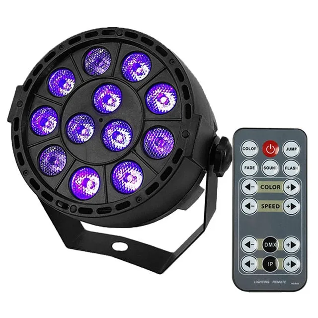 Wireless Remote Control RGBW 12x3W UV Wash Flat Light Equipment 8 Channels DMX 512 LED Uplight Stage Lighting Effect SJA