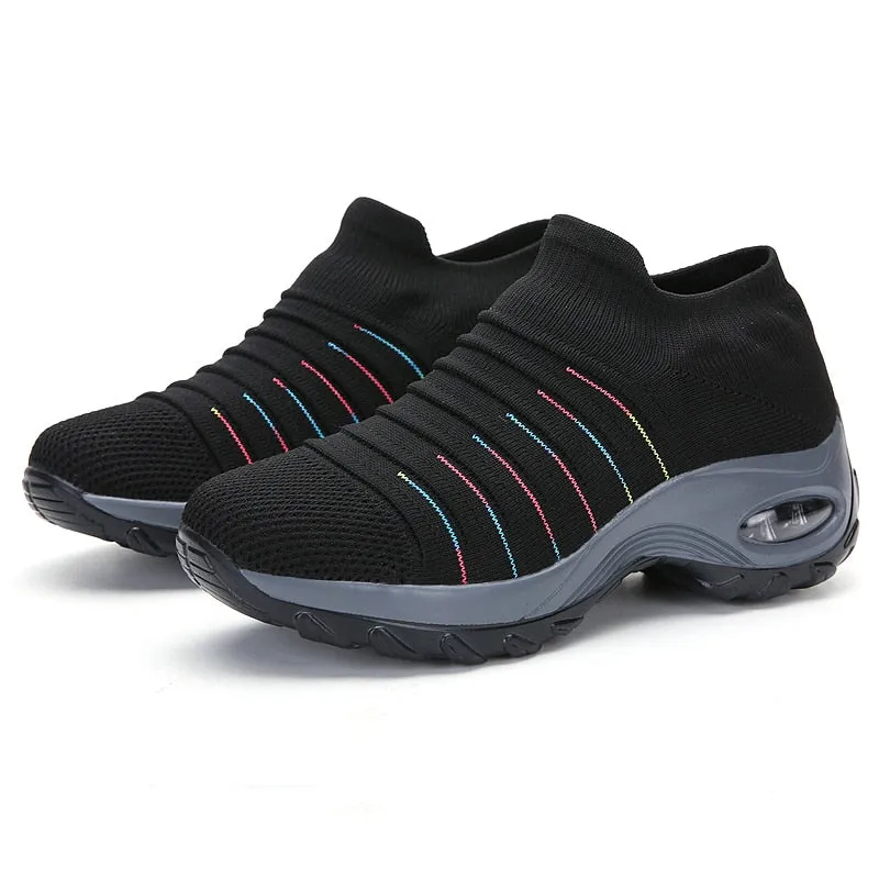 Women’s Comfortable Air Cushion Slip On Knit Sneakers | Perfect for All Seasons